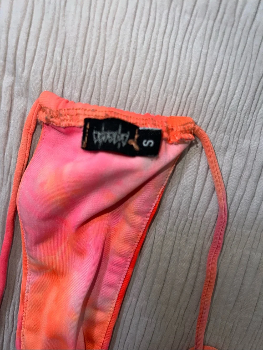 Deadblud Pink Orange Tie-Dye String Bikini Set Size Small